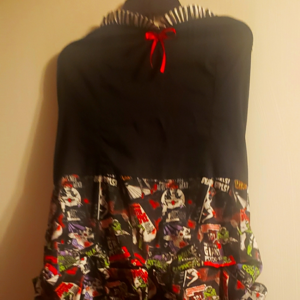 Too Fast strapless dress rockabilly rocker print